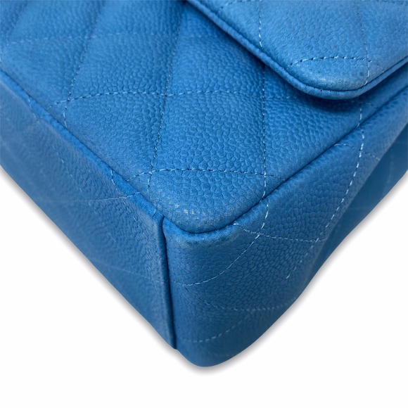Chanel Maxi Suede Caviar Classic Flap Bag Blue - Picture 8 of 13